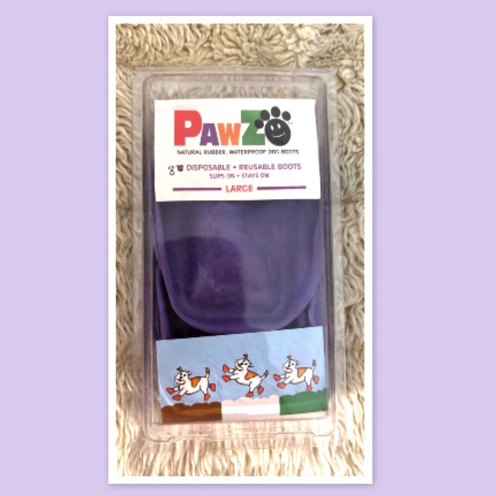 PAWZ NATURAL RUBBER, WATERPROOF DOG BOOTS - Size Large - Purple